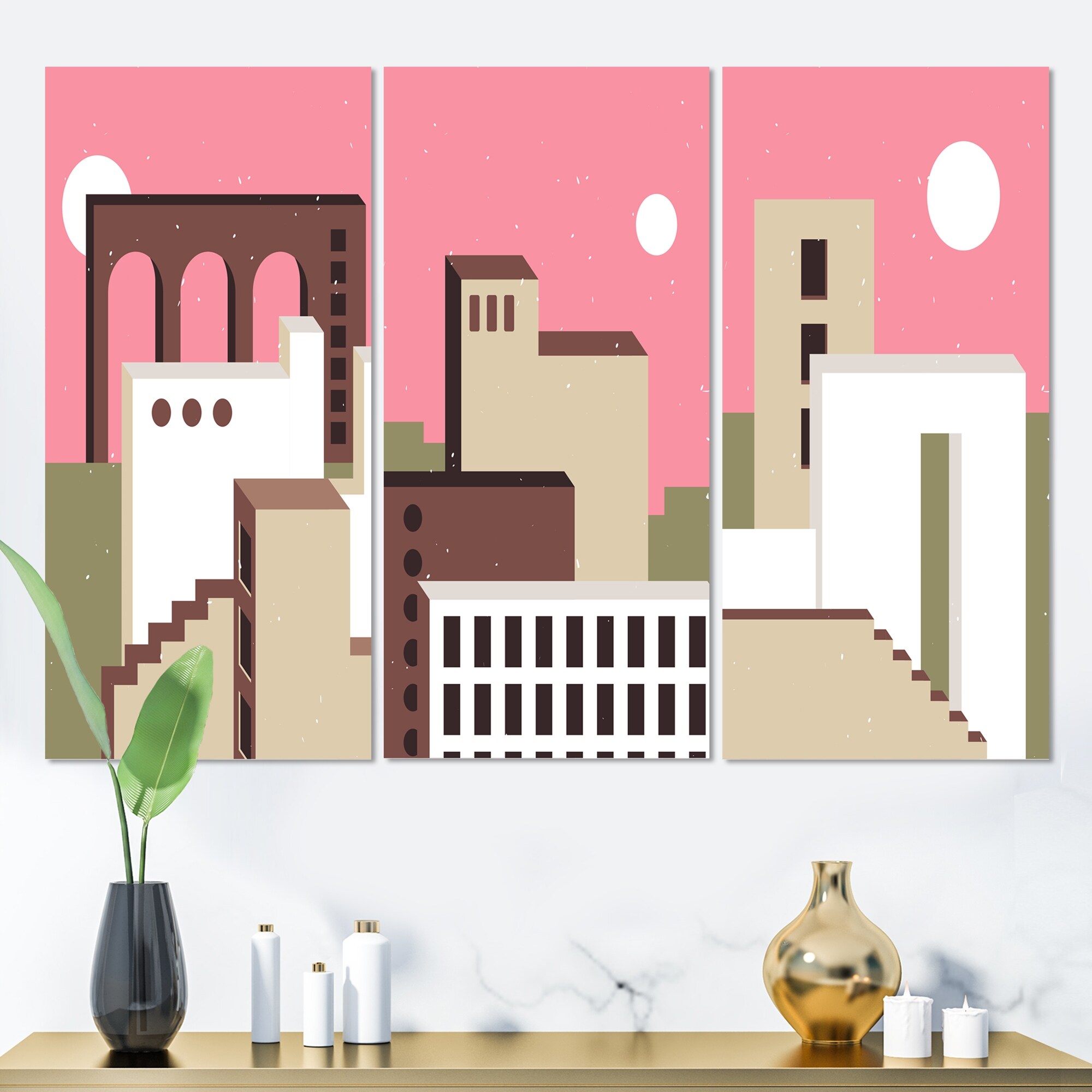 Designart Mid-Century Modern Art: Minimal Abstract Shapes in Retro Colors II - Vibrant Retro-Inspired Abstract Wall Art for Contemporary Spaces-image