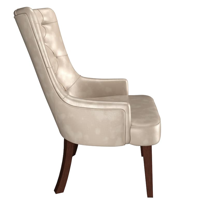 Dining Chair in Leather/Velvet Diamond-Tufted Design Side Chair in Rubberwood