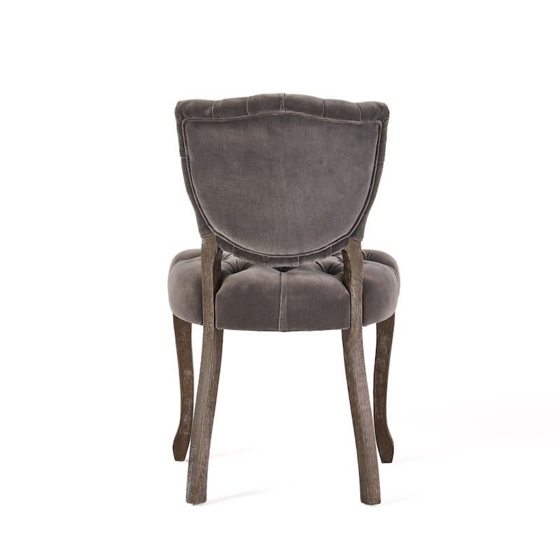 Bates Tufted Grey Fabric Dining Chairs (Set of 2)