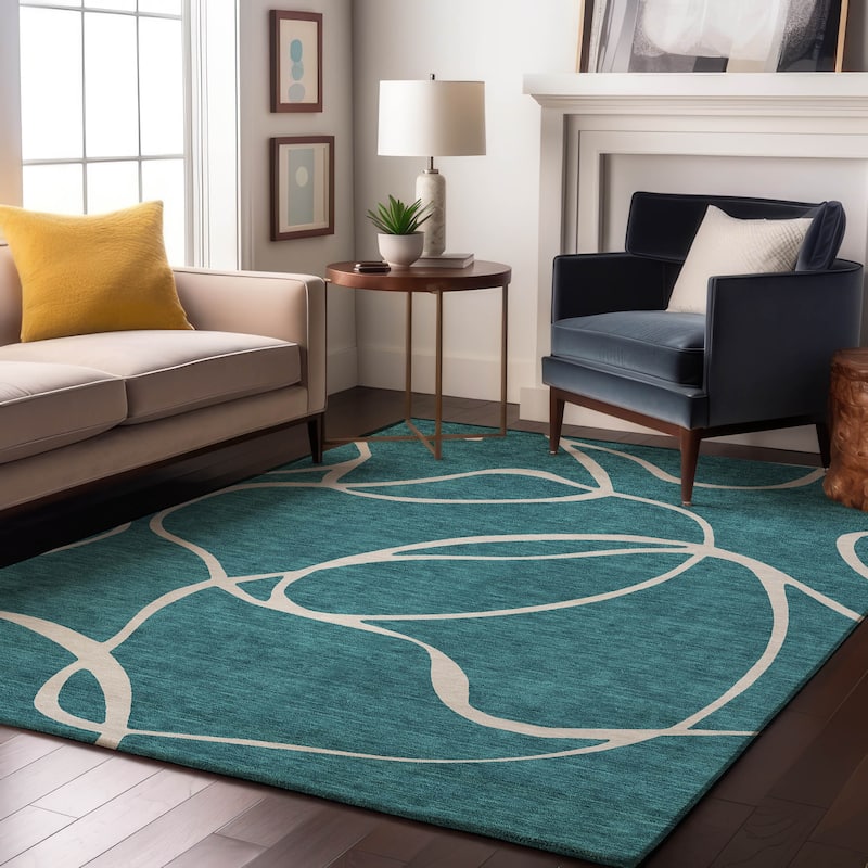Premium Washable Super Soft Abstract Dash Mayfield Rug - Teal - 3' x 5'