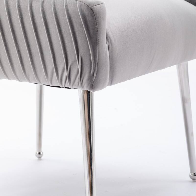 SEYNAR Modern Velvet Pleated Finish Back Dining Chair Set of 4 with Rear Handle