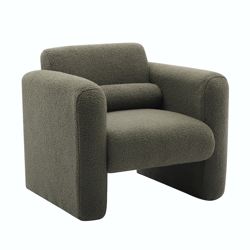 Sherpa Fabric Modern Accent Chair - Cozy Teddy Upholstery