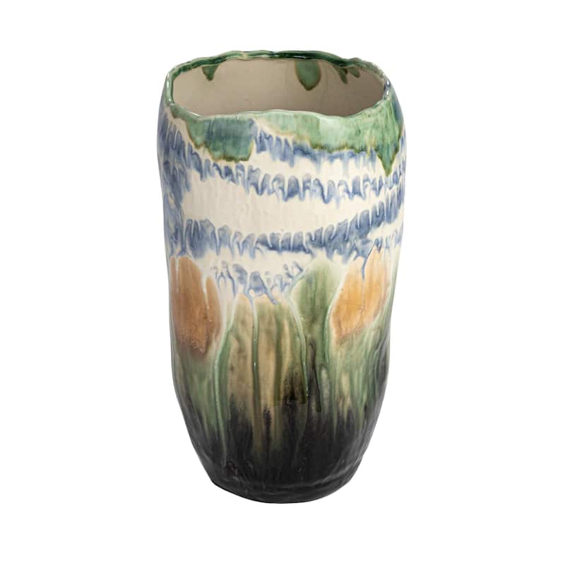 Decorative Stoneware Vase with Reactive Glaze