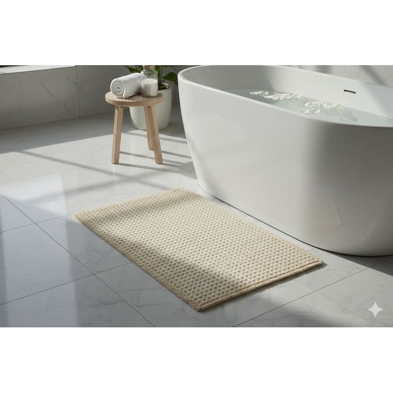 Belgian Waffle Recycled Polyester Eco-Friendly Bath Rug - Taupe - 20x32