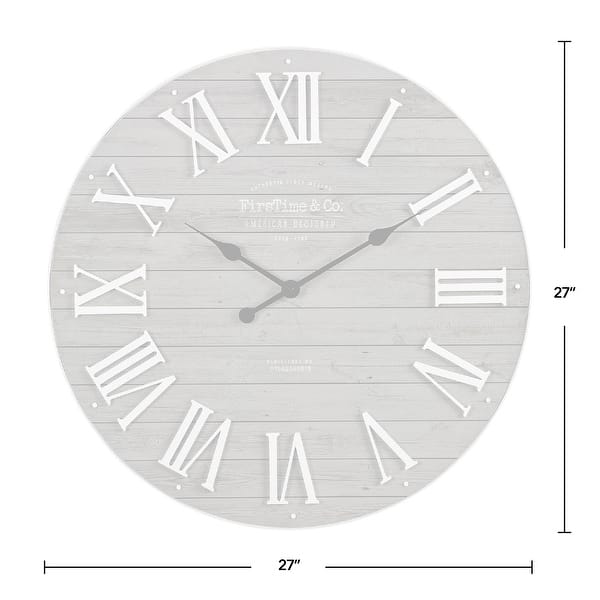 dimension image slide 11 of 12, FirsTime & Co. Emmett Farmhouse Shiplap 27-in. Round Wall Clock