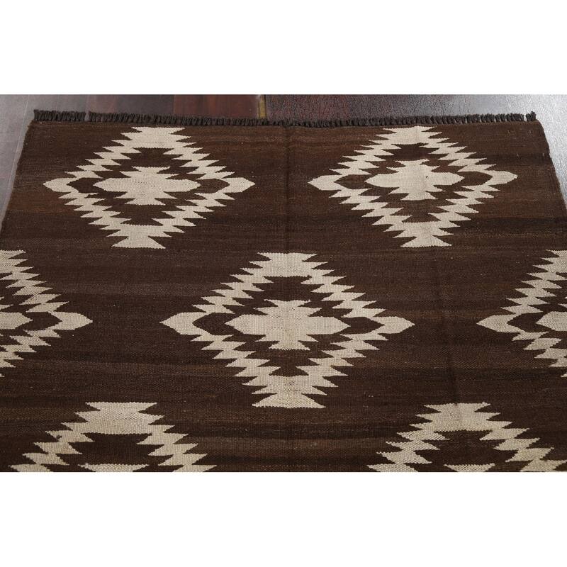 Natural Dye Kilim Geometric Tribal Oriental Area Rug Wool Hand-woven - 4'9" x 6'6"