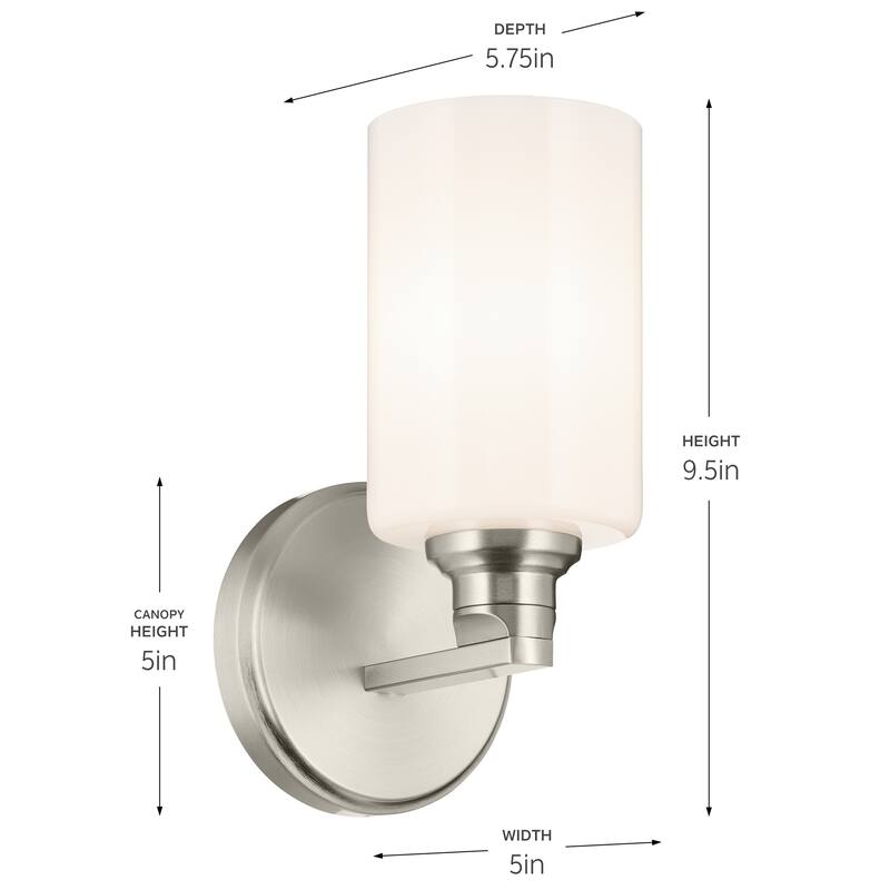 Kichler Lighting Gioe 9.5" 1-Light Wall Sconce with Opal Glass in Brushed Nickel