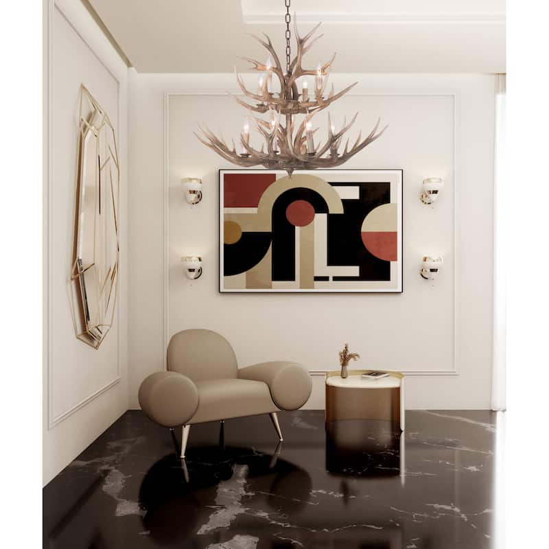 12-Light 2 Tier Antler Horn Chandelier