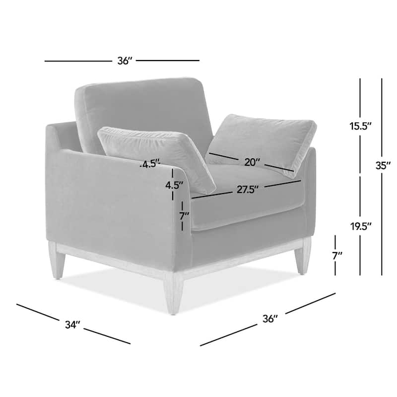 Pasadena 36" Wide Modern Farmhouse Velvet Accent Arm Chair
