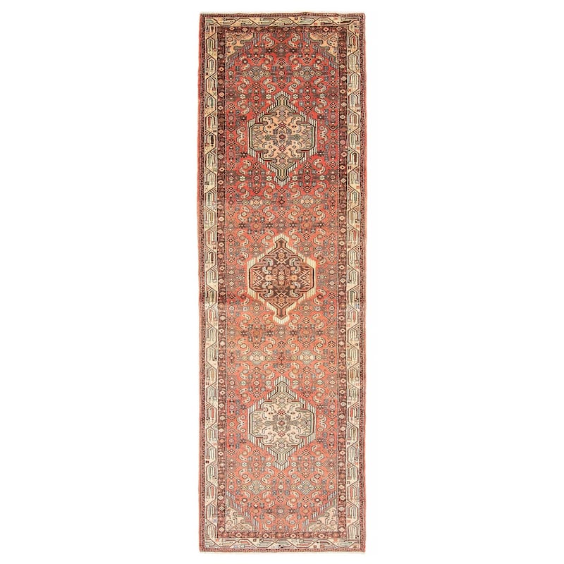 ECARPETGALLERY Hand-knotted Anatolian Vintage Red Wool Rug - 2'10 x 9'11 - Red - 2'10 x 9'11