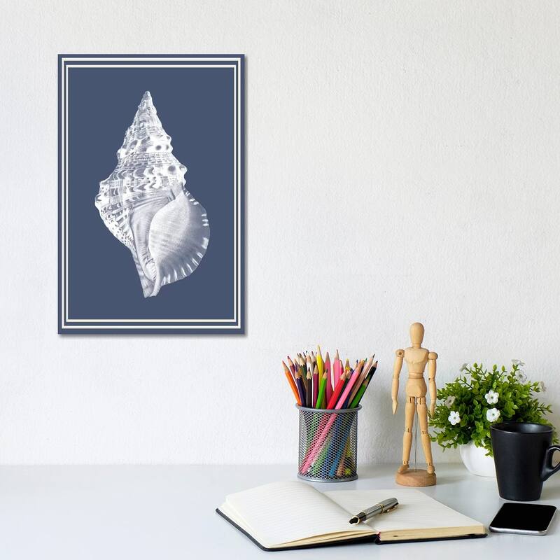 iCanvas "Mixed Nautical White On Indigo Blue III" by Fab Funky Canvas Print - 12x8x0.75