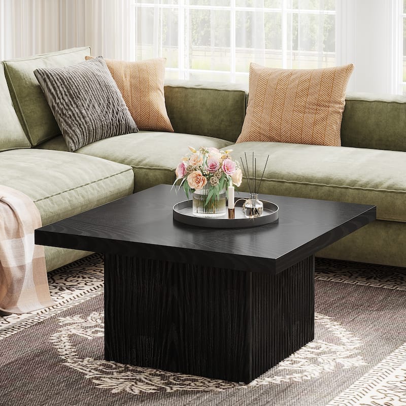 Square Coffee Table, 31.5-Inch Wooden Coffee Tables for Living Room, Vintage Brown Large Center Table