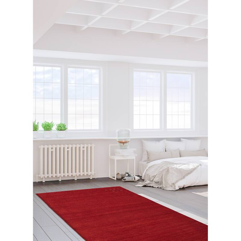 ECARPETGALLERY Hand Loomed Kashkuli Gabbeh Red Wool Rug - 5'0 x 7'9