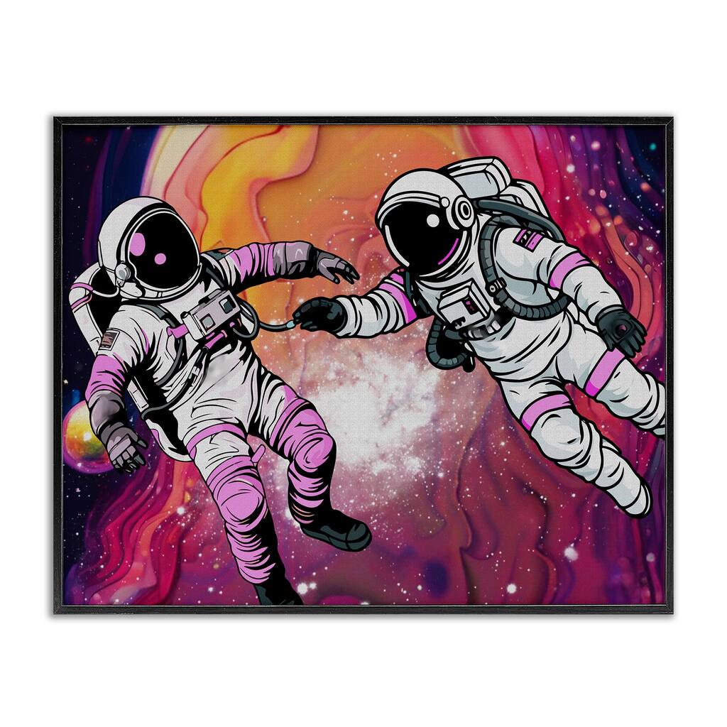 Stupell Swirling Cosmic Space Astronauts Framed Giclee Art Design By Jesse Keith