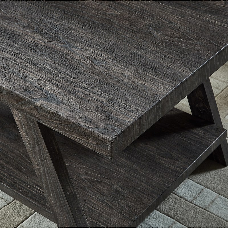 Athens Contemporary Replicated Wood Shelf End Table in Charcoal Finish