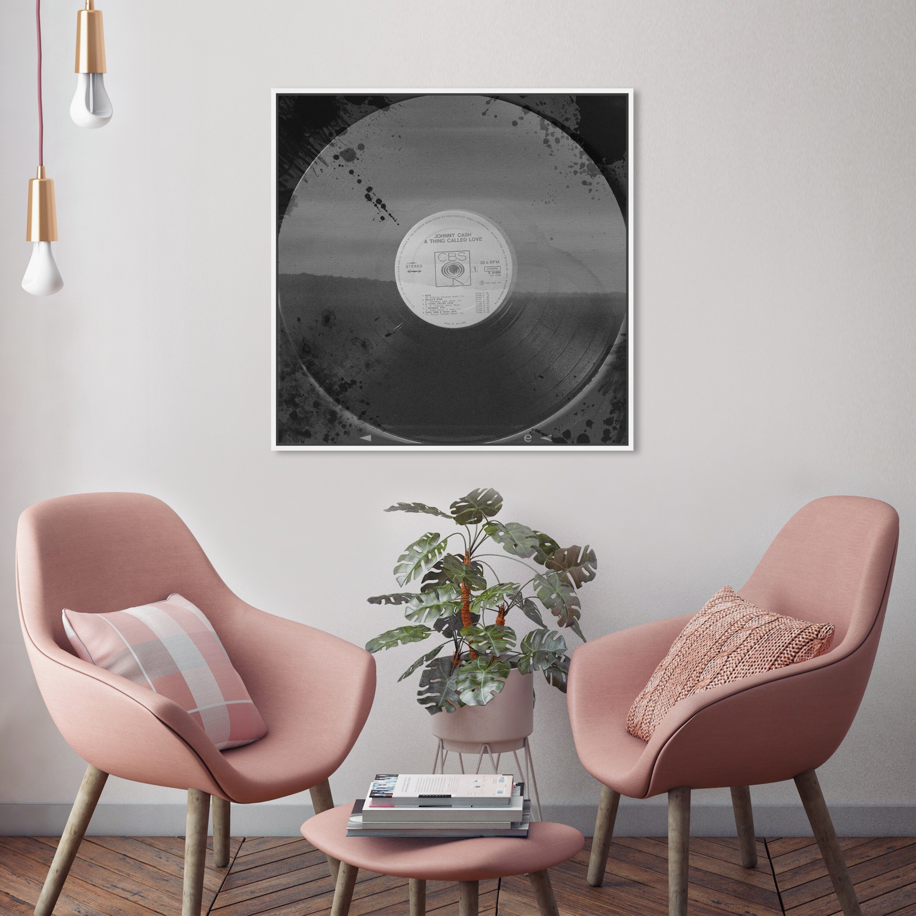 Silver Vinyl Record Framed Wall Decoration 12x12 