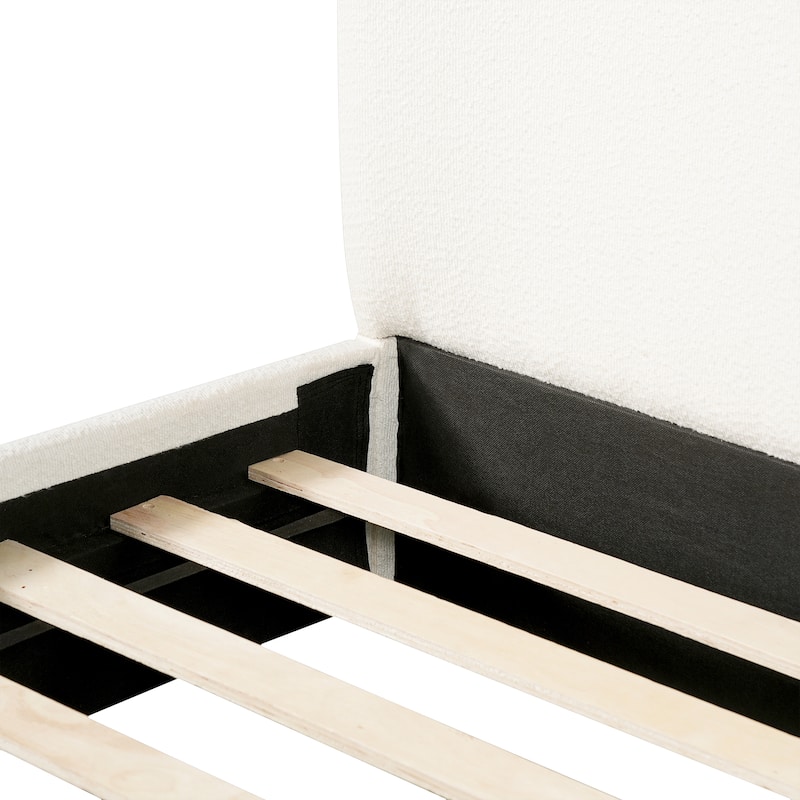 Christopher Knight Home - Soft Pack Modern Upholstered Boucle Bed Frame with Curved Headboard