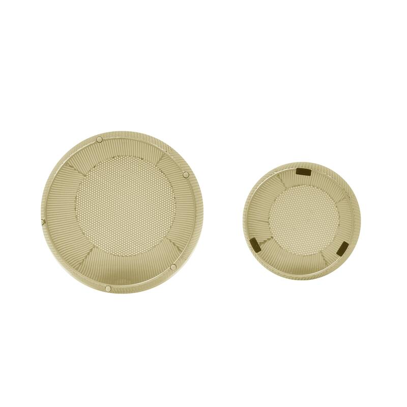 Modern Round Side Table with Openwork Design for Living Room or Bedroom (Set of 2)