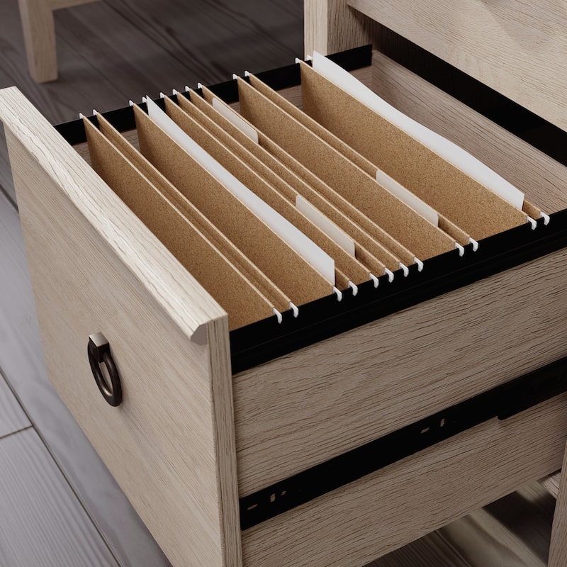 Anmytek Light Oak Writing Desk with 3 Drawers and X Base Farmhouse Home Office and Study Desk