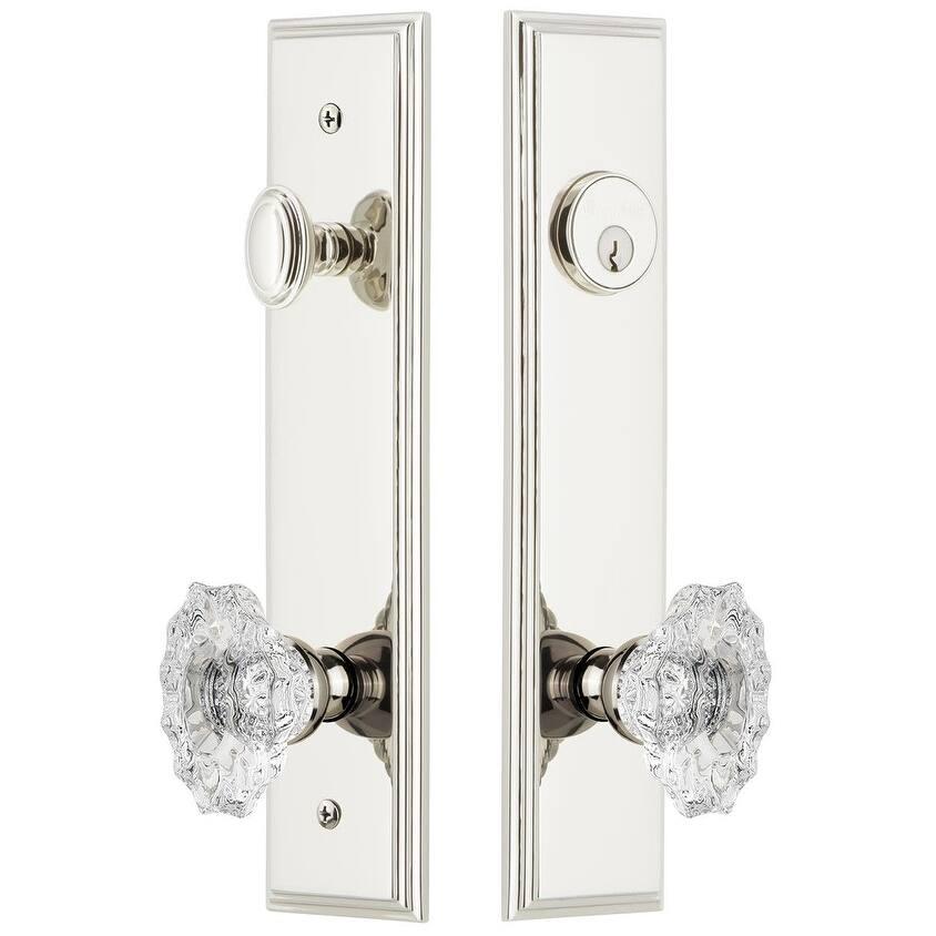 Grandeur Carre Solid Brass Tall Plate Single Cylinder Keyed Entry Set