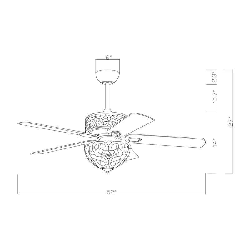 Inio 5-Blade Lighted Ceiling Fan 2-Tier Tiffany Style Glass