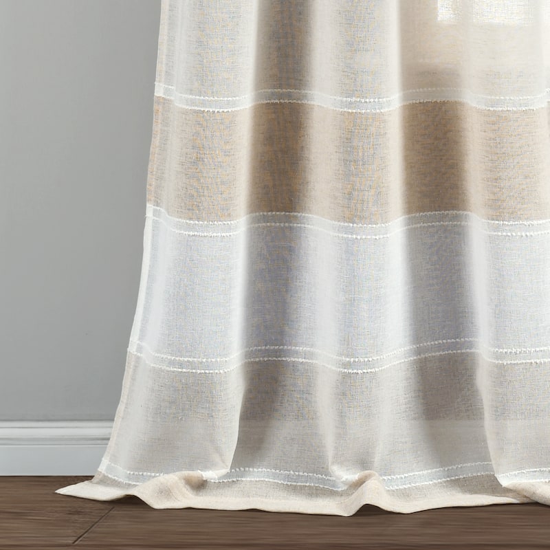 The Gray Barn Done Roamin Textured Stripe Sheer Window Curtain Panel Pair - 84" x 38" - 84" x 38"