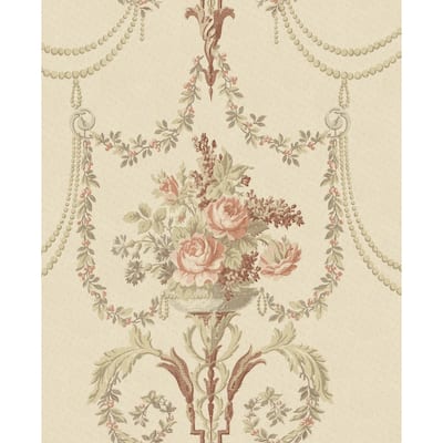 Seabrook Designs Violette Beaded Floral Unpasted Wallpaper