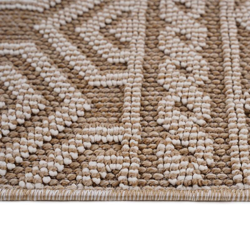 LOOM & LUXE Collection Mocha/Geometric Indoor/Outdoor Area Rug