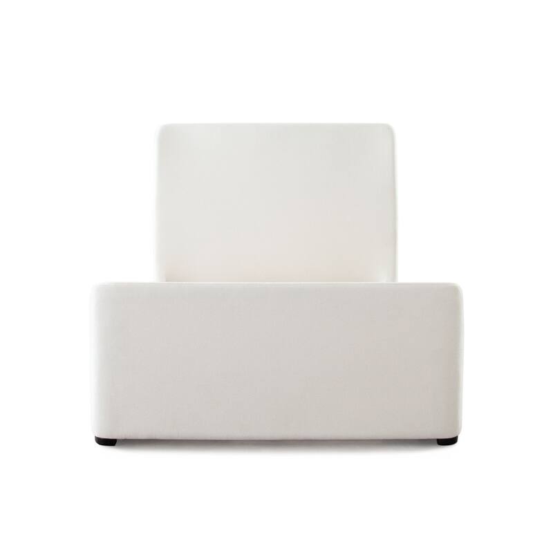 Zuo Contemporary King Size Bed, Contoured Tall White Padded Upholstery