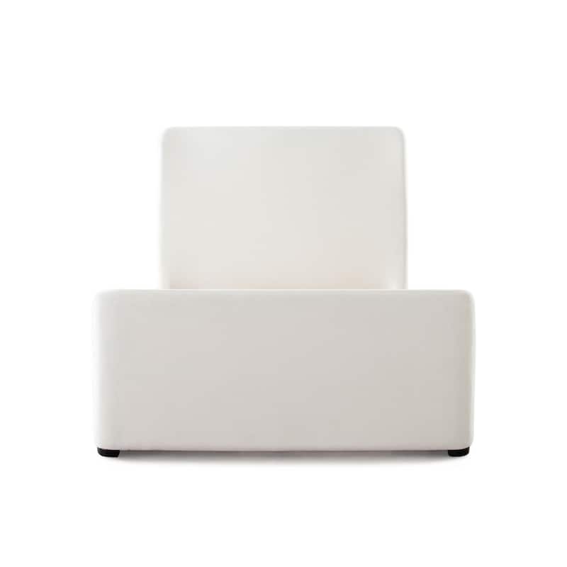 Zuo Contemporary Queen Size Bed, Contoured Tall White Padded Upholstery