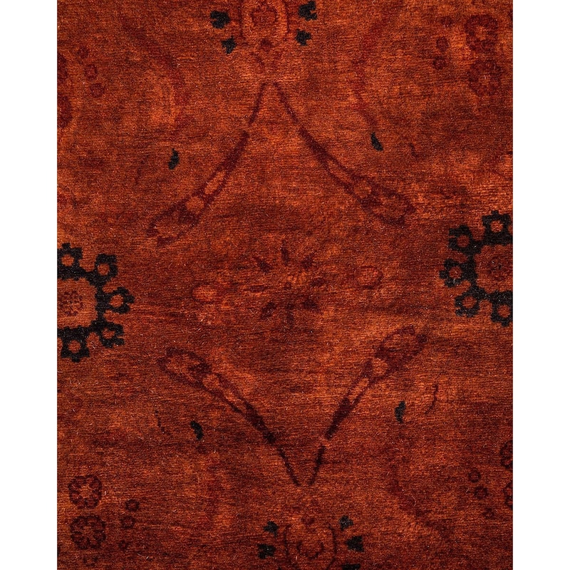Overton Hand Knotted Wool Vintage Inspired Modern Contemporary Overdyed Brown Area Rug - 3' 2" x 5' 7"