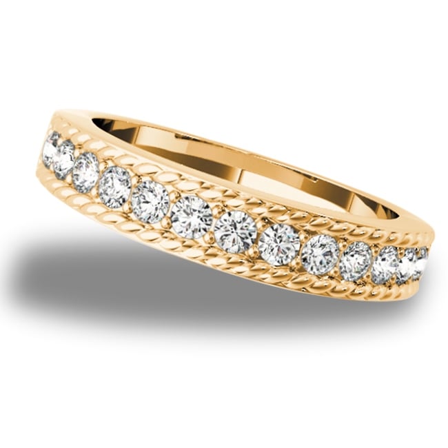 Lucid Styles 14K Gold 0.40 CT Round Cut Braided Milgrain Prong Diamond Wedding Ring