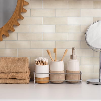 Merola Tile Coco Glossy Canvas Beige 2" x 5-7/8" Porcelain Wall Tile