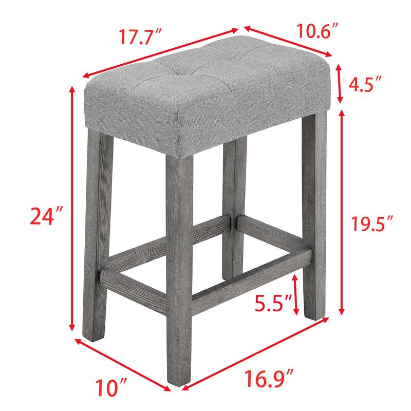 Roomfitters 4-Piece Bar Table Set with Power Outlet, Industrial Counter Height Dining Table with Stools for Kitchen