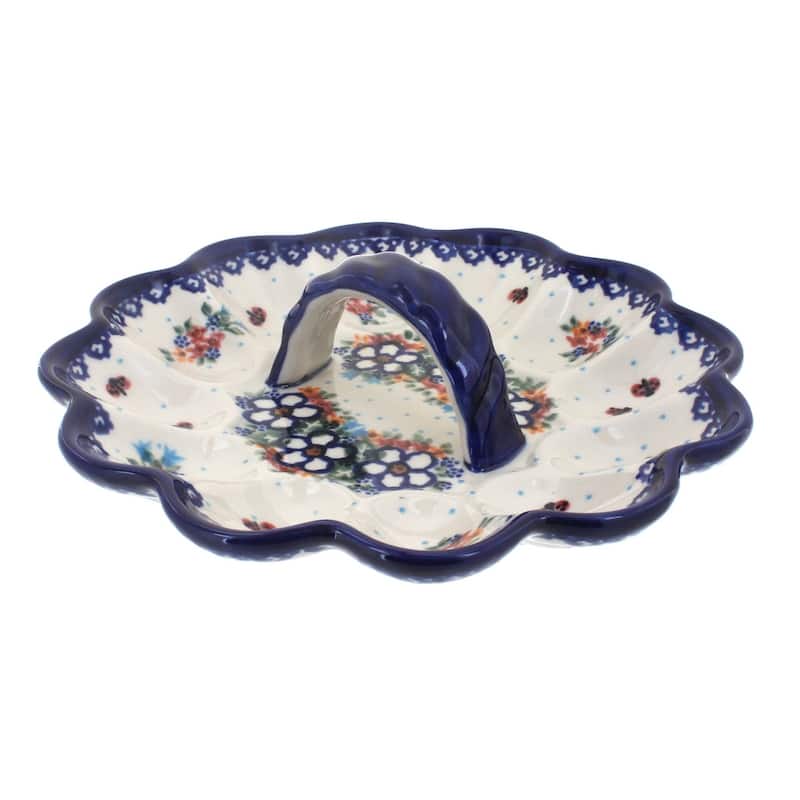Blue Rose Polish Pottery 131 Vena Egg Plate