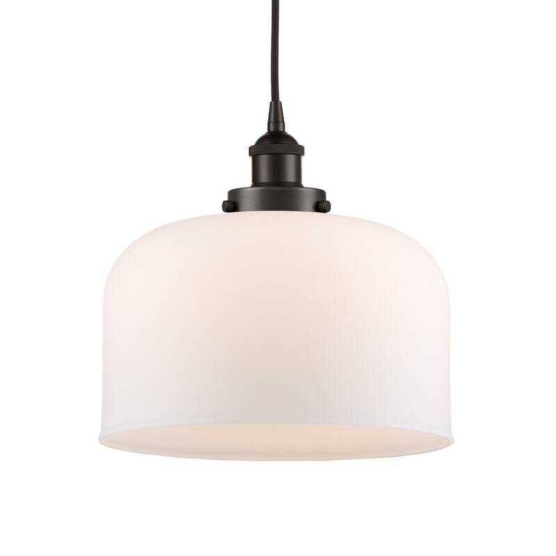 Innovations Lighting 616-1PH-12-12-L Bell Pendant Bell 12" Wide - Oil Rubbed Bronze / Matte White