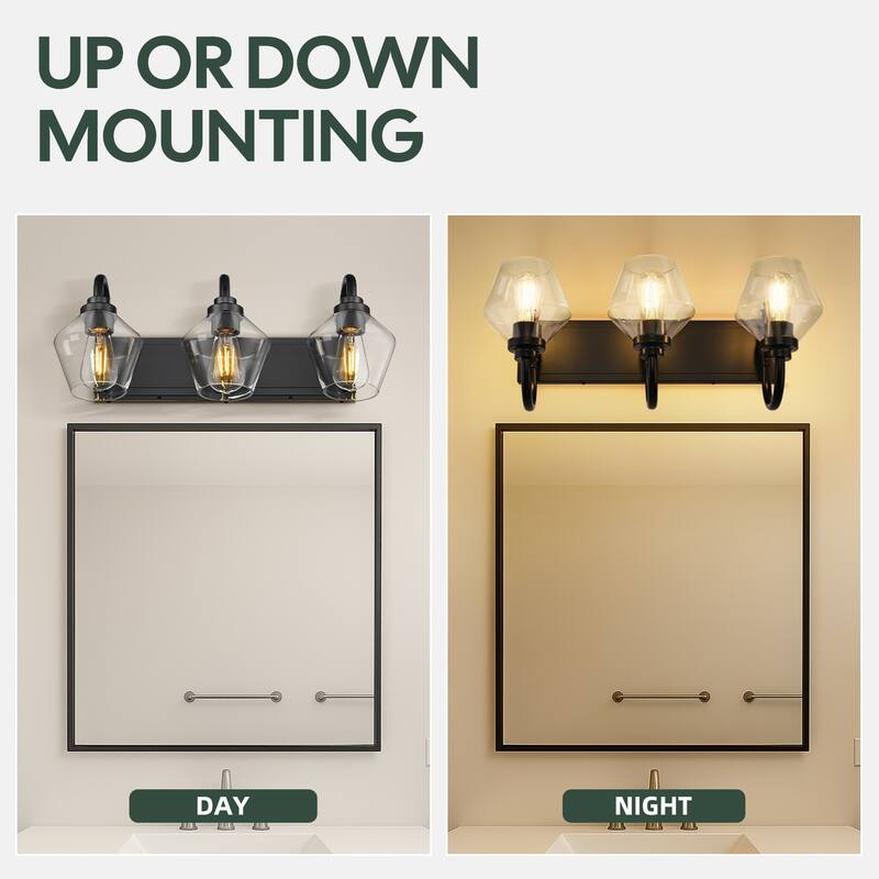 Modern 3/4-Light Bathroom Vanity Light in Black/Gold Finish