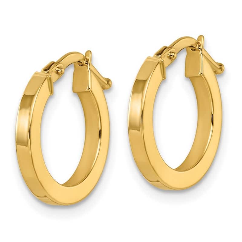 Curata 14k Yellow Gold Polished Square Tube Hoop Earrings - 15.2x14.5mm