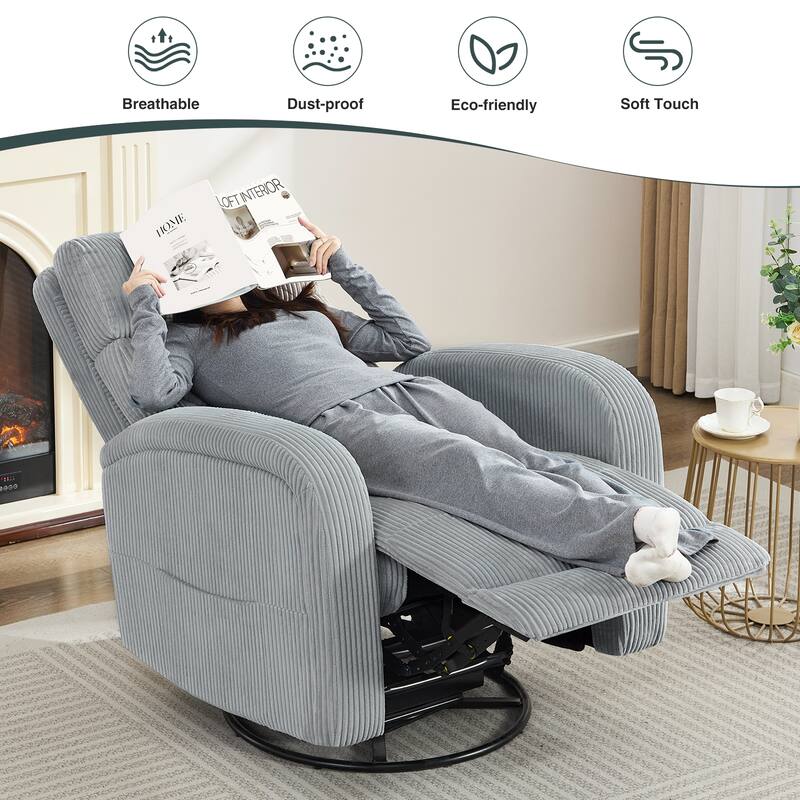Aemeios Faux Leather Swivel Glider Rocker Manual Recliner
