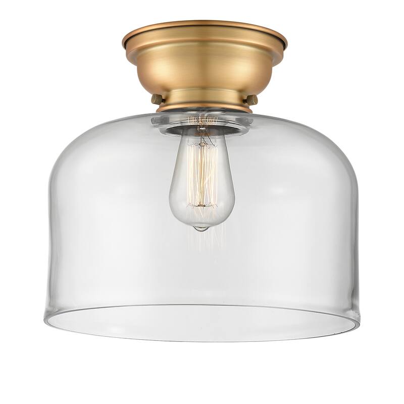 Innovations Lighting Aditi Bell - 1 Light 12" Flush Mount - Clear/Brushed Brass