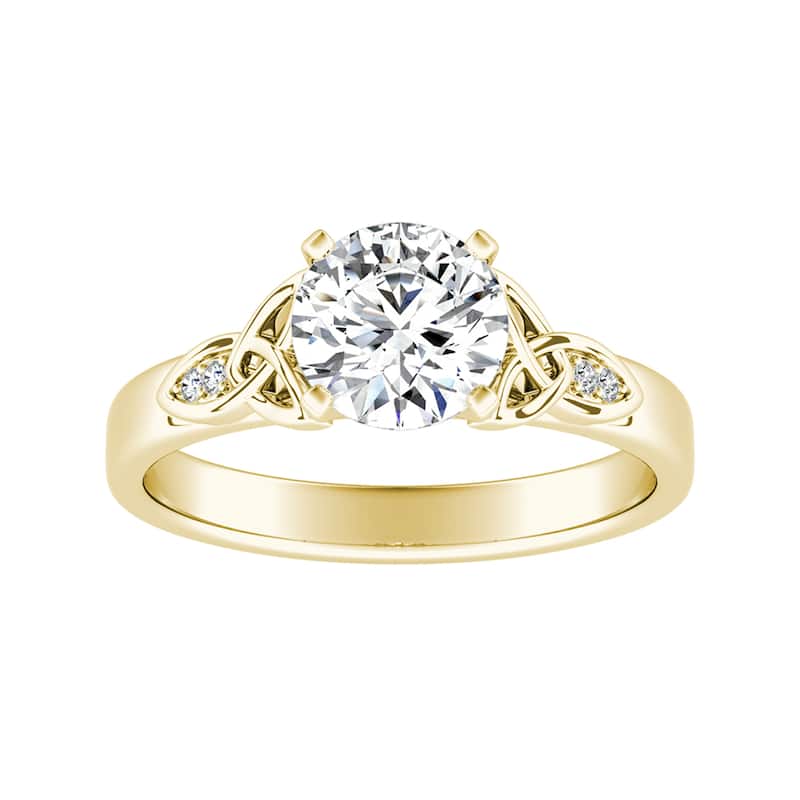 Auriya 14k Gold Modern 1ct Round Moissanite Engagement Ring - Yellow - 5