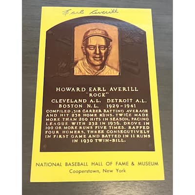 Howard Earl Averill "Rock" Autographed Hall of Fame HOF Signed Baseball Postcard JSA COA - 8'6" x 11'6"