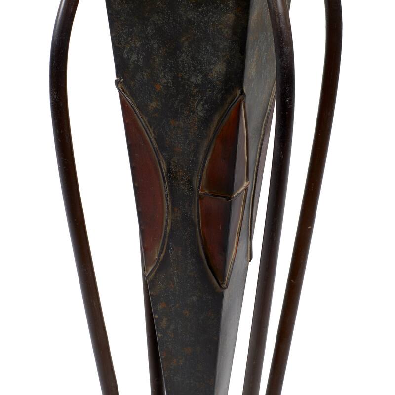Brown Metal Indoor Outdoor Planter with Scroll Stand (Set of 2)