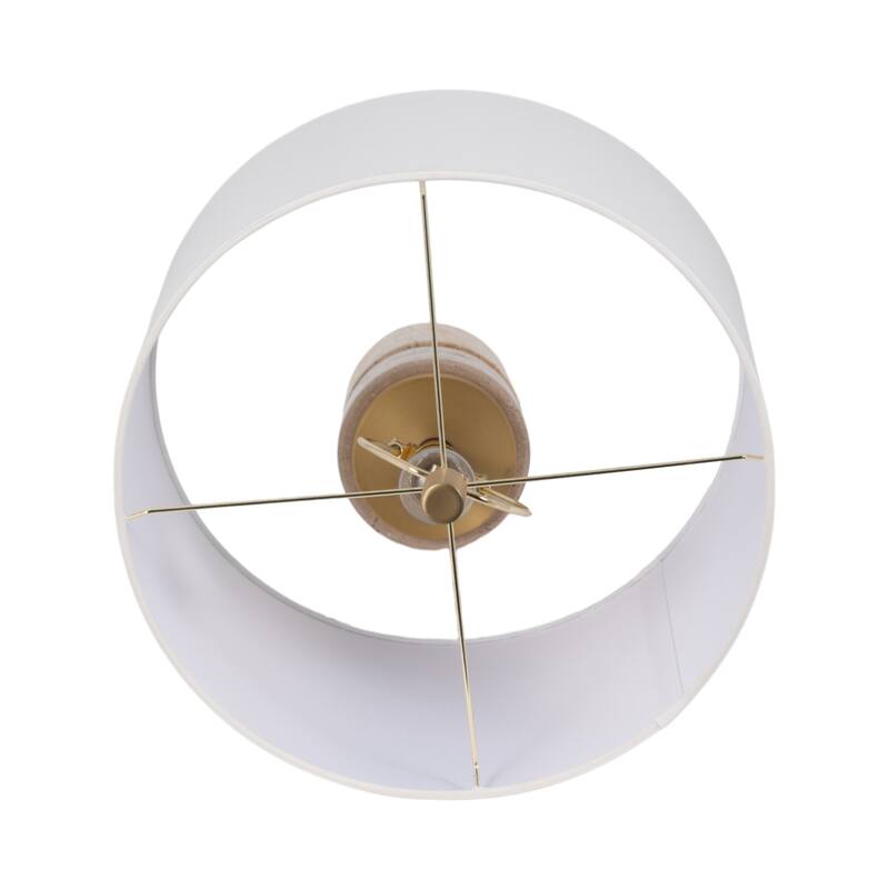 Sagebrook Home 26" Knox Travertine Table Lamp, Gold/Ivory, Cylinder, 26"H - 15" x 15" x 26"