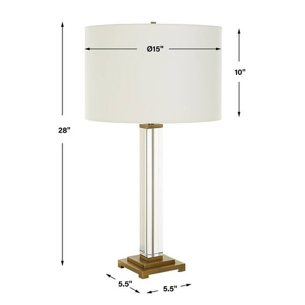 Upscale Square Column Crystal Base Table Lamp - 28" - Clear