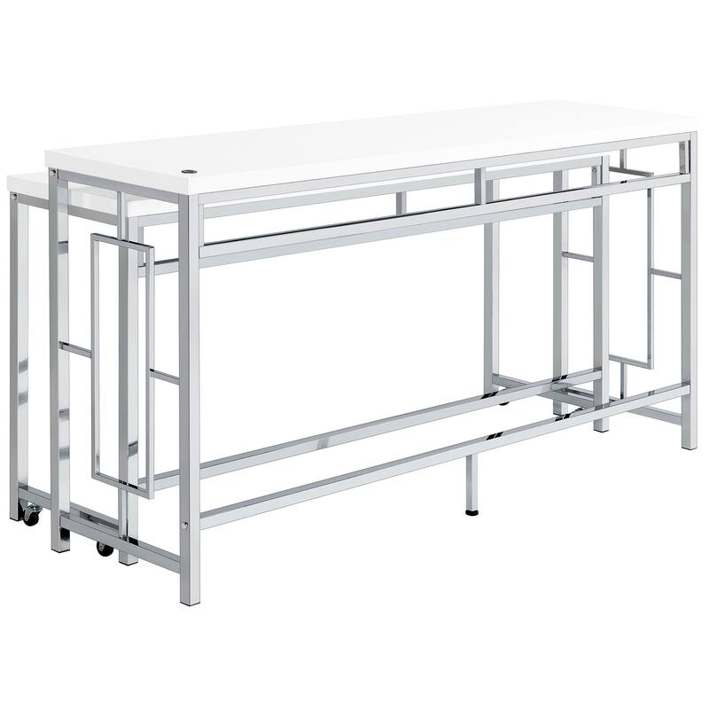 Laguna White 5-piece Counter Height Table with Pot Rack