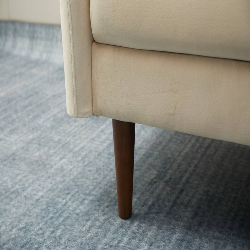 Beige Velvet Sofa, Deep Seat Comfortable, Channel Stitched Easy