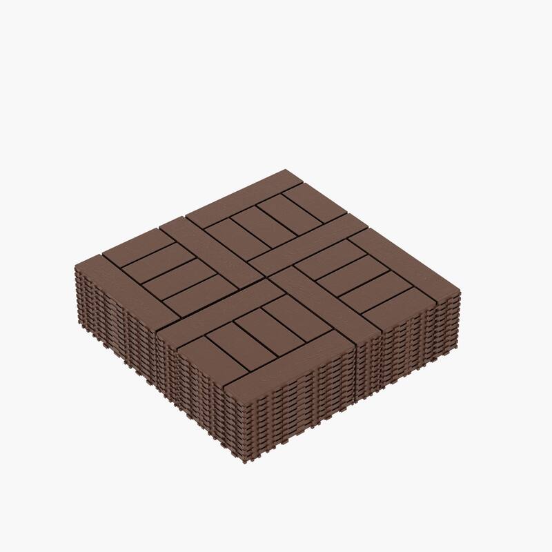 12" Interlocking Patio Deck Tiles, 44-Pack – DIY Poolside, Balcony & Backyard Flooring - 44PCS