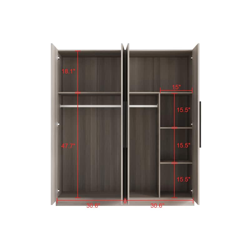 63"W x 70.9"H Armoire Two Cabinet With Four Doors Large