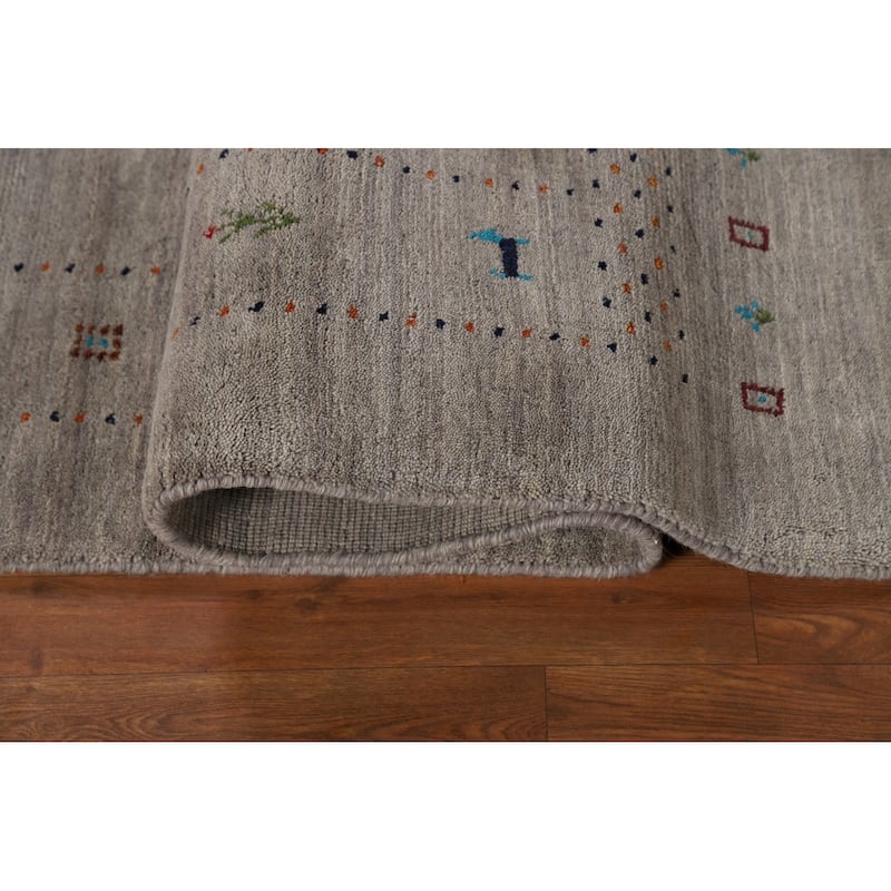 Tribal Gray Gabbeh Oriental Area Rug Handmade Wool Carpet - 5'3"x 7'7"